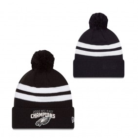 Men's Philadelphia Eagles Black 2022 NFC East Division Champions Top Stripe Pom Knit Hat