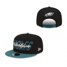 Men's Philadelphia Eagles New Era Black Midnight Green 2022 NFL Draft 9FIFTY Snapback Adjustable Hat