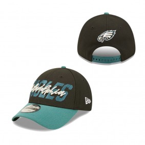 Men's Philadelphia Eagles New Era Black Midnight Green 2022 NFL Draft 9FORTY Adjustable Hat