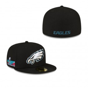 Men's Philadelphia Eagles Black Super Bowl LVII Side Patch 59FIFTY Fitted Hat