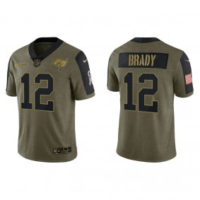 Men's Tampa Bay Buccaneers Tom Brady Olive 2021 Salute To Service Jersey