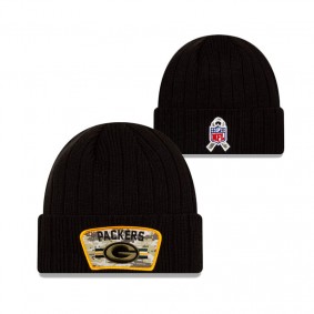 Green Bay Packers Black 2021 Salute To Service Cuffed Knit Hat