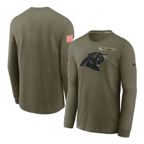 Carolina Panthers Olive 2021 Salute To Service Performance Long Sleeve T-Shirt