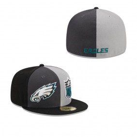 Men's Philadelphia Eagles Gray Black 2023 Sideline 59FIFTY Fitted Hat