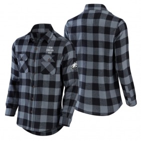 Men's Philadelphia Eagles NFL x Darius Rucker Collection by Fanatics Black Flannel Long Sleeve Button-Up Shirt