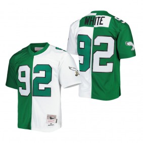 Men's Philadelphia Eagles Reggie White Mitchell & Ness Kelly Green White 1990 Split Legacy Replica Jersey