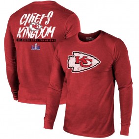 Men's Kansas City Chiefs Red Super Bowl LVIII Champions Tri-Blend Back Hit Long Sleeve T-Shirt