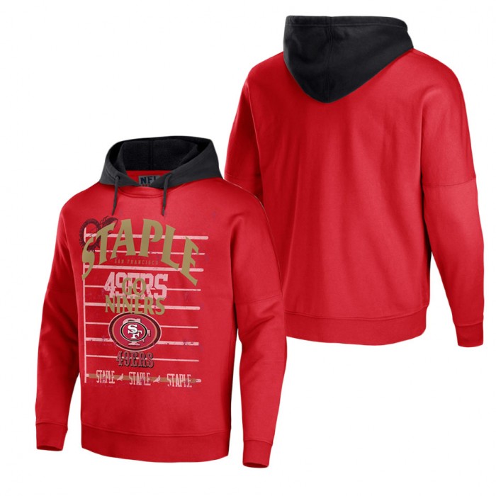 San Francisco 49ers Staple Red Throwback Vintage Wash Hoodie