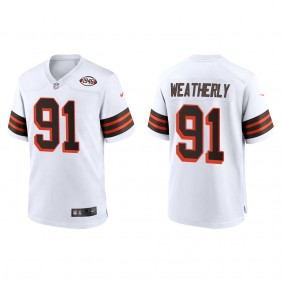 Men's Cleveland Browns Stephen Weatherly White 1946 Collection Game Jersey