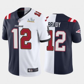 Buccaneers Tom Brady Super Bowl LV Champions Split Limited Jersey - Navy White