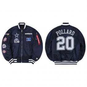 Tony Pollard Alpha Industries X Dallas Cowboys MA-1 Bomber Navy Jacket