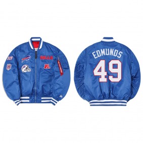 Tremaine Edmunds Alpha Industries X Buffalo Bills MA-1 Bomber Royal Jacket