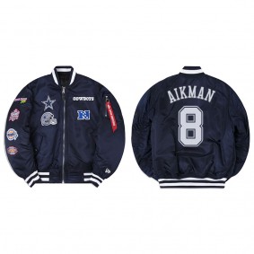 Troy Aikman Alpha Industries X Dallas Cowboys MA-1 Bomber Navy Jacket