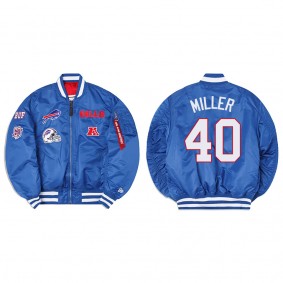 Von Miller Alpha Industries X Buffalo Bills MA-1 Bomber Royal Jacket