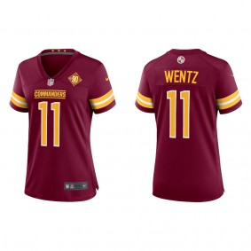 Carson Wentz Women's Commanders Burgundy 90th Anniversary Game Jersey