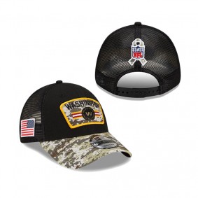 Washington Football Team Black Camo 2021 Salute To Service Trucker 9FORTY Snapback Adjustable Hat