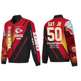 Willie Gay Jr. Kansas City Chiefs Red Super Bowl LVII Champions Logo Full Zip Nylon Bomber Jacket