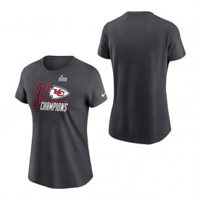 Women's Kansas City Chiefs Anthracite Three-Time Super Bowl Champions T-Shirt