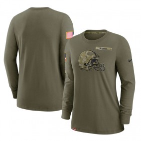 Women's Cleveland Browns Olive 2021 Salute To Service Performance Long Sleeve T-Shirt