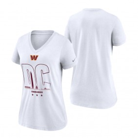 Women's Washington Commanders Nike White Tri-Blend V-Neck T-Shirt