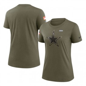Women's Dallas Cowboys Olive 2021 Salute To Service T-Shirt