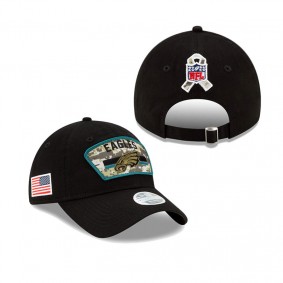 Women's Philadelphia Eagles Black 2021 Salute To Service 9TWENTY Adjustable Hat