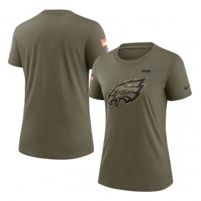 Women's Philadelphia Eagles Olive 2021 Salute To Service T-Shirt