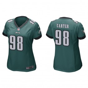 Women's Philadelphia Eagles Jalen Carter Green 2023 NFL Draft Game Jersey