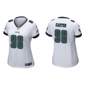 Women's Philadelphia Eagles Jalen Carter White 2023 NFL Draft Game Jersey