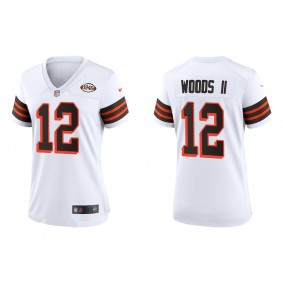 Women's Cleveland Browns Michael Woods II White 1946 Collection Game Jersey