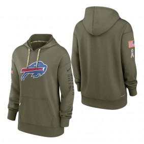 Women's Buffalo Bills Olive 2022 Salute To Service Performance Pullover Hoodie