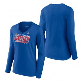 Women's Buffalo Bills Royal 2022 AFC East Division Champions Divide & Conquer Long Sleeve V-Neck T-Shirt