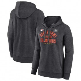 Women's Kansas City Chiefs Heather Charcoal Super Bowl LVIII Champions Under the Lights Fleece Pullover Hoodie