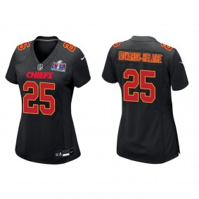 Women's Clyde Edwards-Helaire Kansas City Chiefs Black Super Bowl LVIII Carbon Fashion Game Jersey