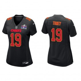 Women's Kadarius Toney Kansas City Chiefs Black Super Bowl LVIII Carbon Fashion Game Jersey