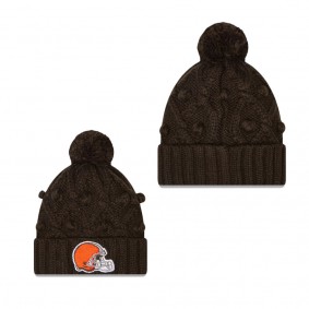 Women's Cleveland Browns Brown Toasty Cuffed Knit Hat with Pom