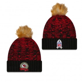 Women's Kansas City Chiefs Black Red 2022 Salute To Service Pom Knit Hat