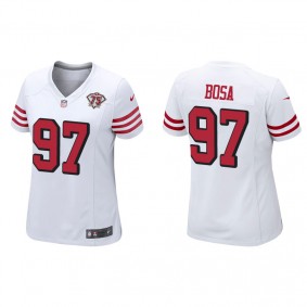 Women's San Francisco 49ers Nick Bosa White 75th Anniversary Game Jersey