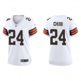 Women's Cleveland Browns Nick Chubb White Game Jersey