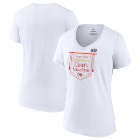 Women's Kansas City Chiefs White Super Bowl LVIII Champions On Top V-Neck T-Shirt