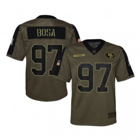 Youth San Francisco 49ers Nick Bosa Olive 2021 Salute To Service Game Jersey