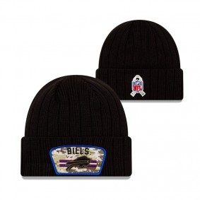 Youth Buffalo Bills Black 2021 Salute To Service Cuffed Knit Hat