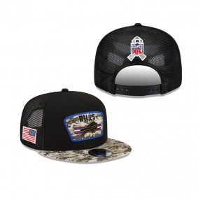 Youth Buffalo Bills Black Camo 2021 Salute To Service Trucker 9FIFTY Snapback Adjustable Hat