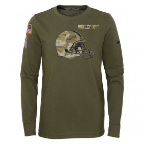 Youth Cleveland Browns Olive 2021 Salute To Service Long Sleeve T-Shirt