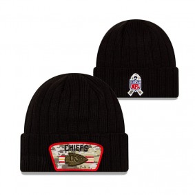 Youth Kansas City Chiefs Black 2021 Salute To Service Cuffed Knit Hat