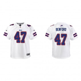 Youth Buffalo Bills Christian Benford White Game Jersey