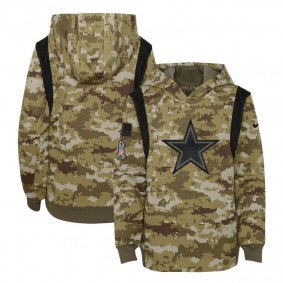 Youth Dallas Cowboys Olive 2021 Salute To Service Therma Performance Pullover Hoodie