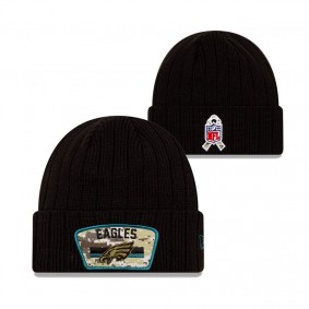 Youth Philadelphia Eagles Black 2021 Salute To Service Cuffed Knit Hat