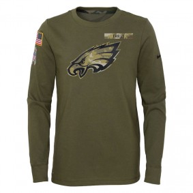 Youth Philadelphia Eagles Olive 2021 Salute To Service Long Sleeve T-Shirt