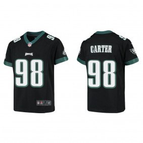 Youth Philadelphia Eagles Jalen Carter Black 2023 NFL Draft Game Jersey